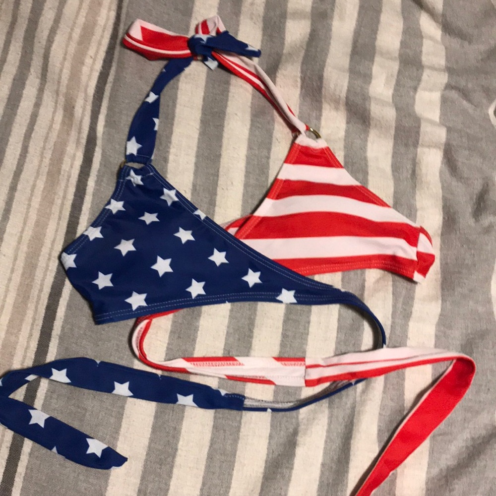 America flag wrap swimsuit top